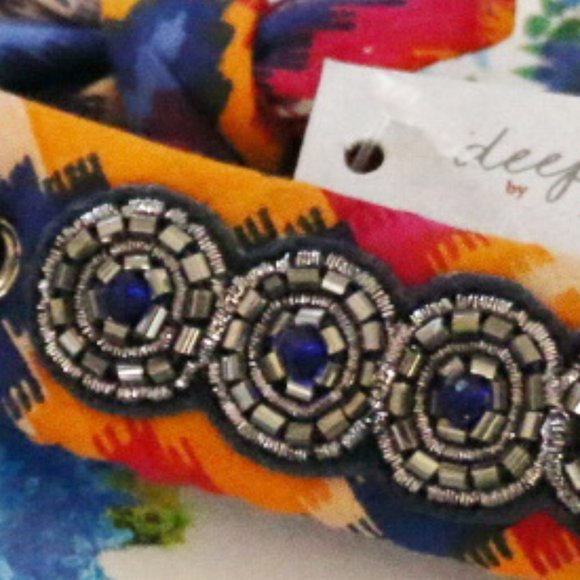 Jeweled Deepa Pony Tail Wrap Fabric Bracelet NWT